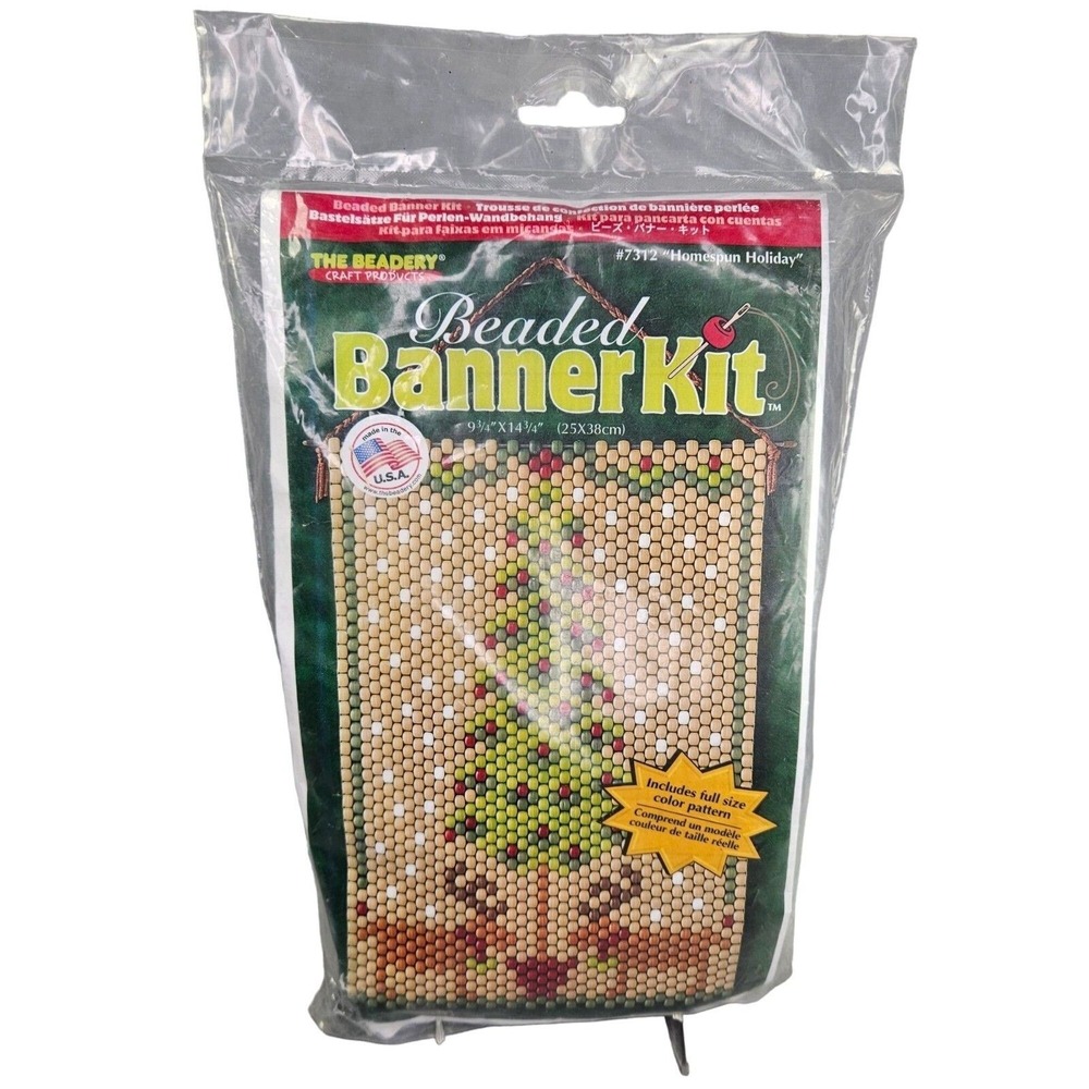 The Beadery Beaded Banner Kit Homespun Holiday Christmas Tree Kit Reindeer New